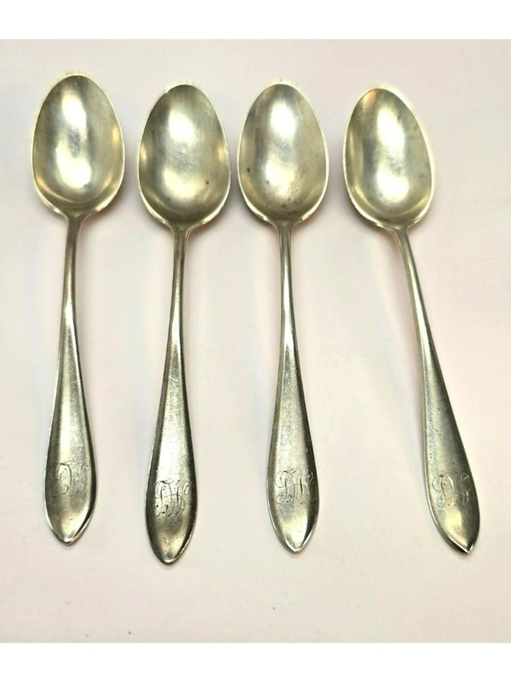 Sterling Silver Monogrammed Teaspoons Set Of 4 Antique Vintage CM2265